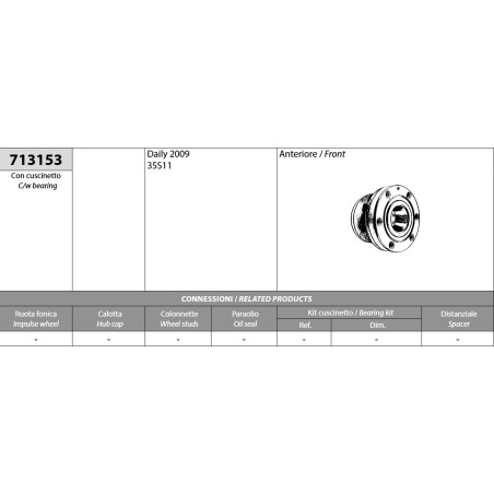 mozzo ruota anteriore completo iveco daily 35s modello 2009-