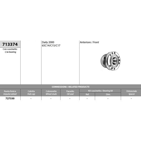 mozzo ruota anteriore completo iveco daily 65c modello 2006-