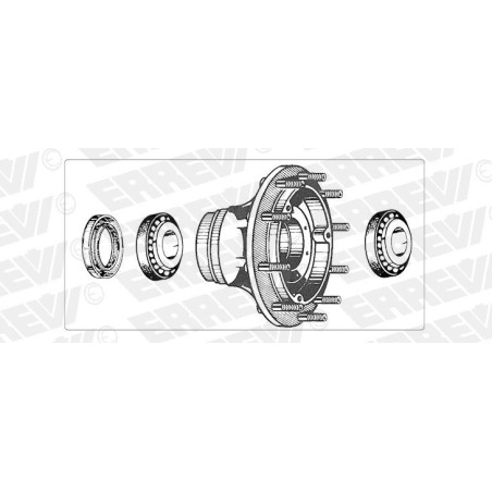 kit mozzo ruota anteriore iveco 190.30/38 turbostar 190.36/.42/.48 330.30 con cuscinetti paraoli e colonnette