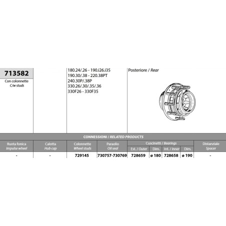 mozzo ruota posteriore nudo iveco 180.24/.26 190.30/.38 240.30/.38 330.26/.30/.35/.36 330f26/f35 con colonnette