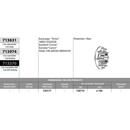 mozzo ruota posteriore nudo iveco eurocargo tector 180e21/e24/e28 eurotech/star cursor stralis 190-260-440s36/s45/s50 con colonn