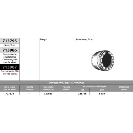 kit mozzo ruota anteriore mercedes atego con cuscinetto e ruota fonica