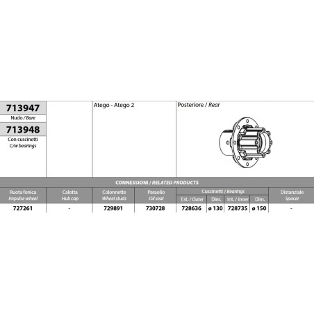 mozzo ruota posteriore mercedes atego atego ii con cuscinetti paraolio e ruota fonica