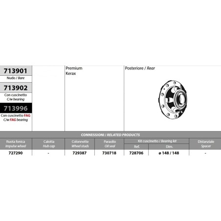kit mozzo ruota posteriore renault premium kerax volvo fh fm fh12/16 con cuscinetto oe quality e paraolio