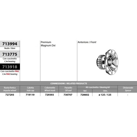 mozzo ruota anteriore nudo renault premium magnum dxi volvo fh fm con freni a disco