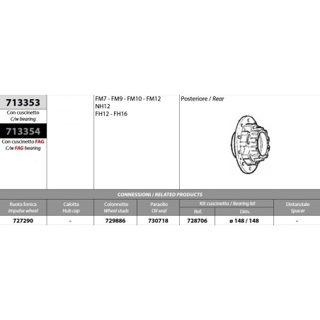 mozzo ruota posteriore volvo fm7/9/10/12 nh12 fh12/16 con cuscinetto oe quality e paraolio