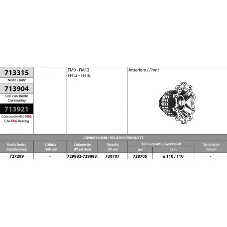 mozzo ruota anteriore nudo volvo fm9/12 fh12/16