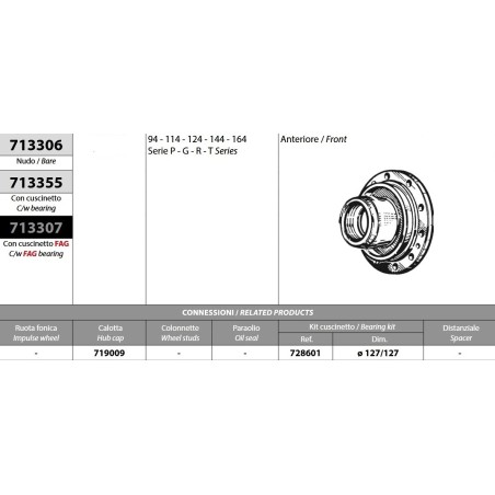 kit mozzo ruota anteriore scania 4 serie p/g/r/t con cuscinetto oe quality