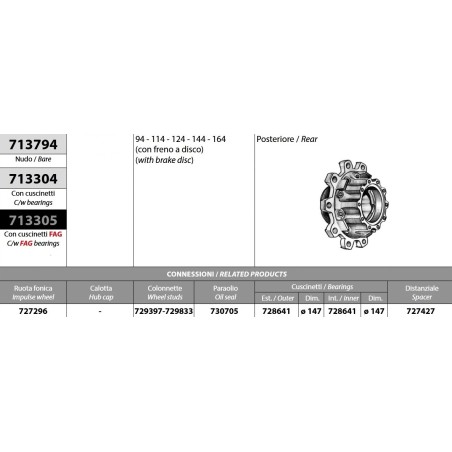 mozzo ruota posteriore nudo scania 4 serie con freno a disco