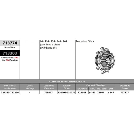 mozzo ruota posteriore nudo scania 4 serie con freno a disco