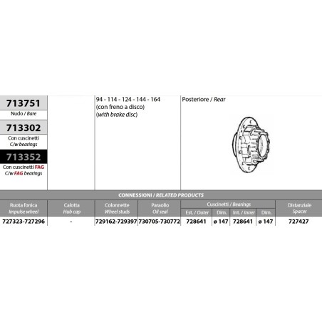 kit mozzo ruota posteriore scania 4 serie con freno a disco con cuscinetti oe quality e paraoli