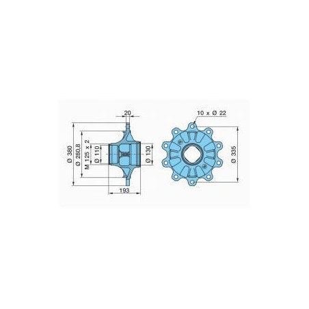 mozzo ruota nudo assale bpw sistema eco maxx 6,5-9 ton serie hs hz skhs - sh - skh calotta int. m125x2