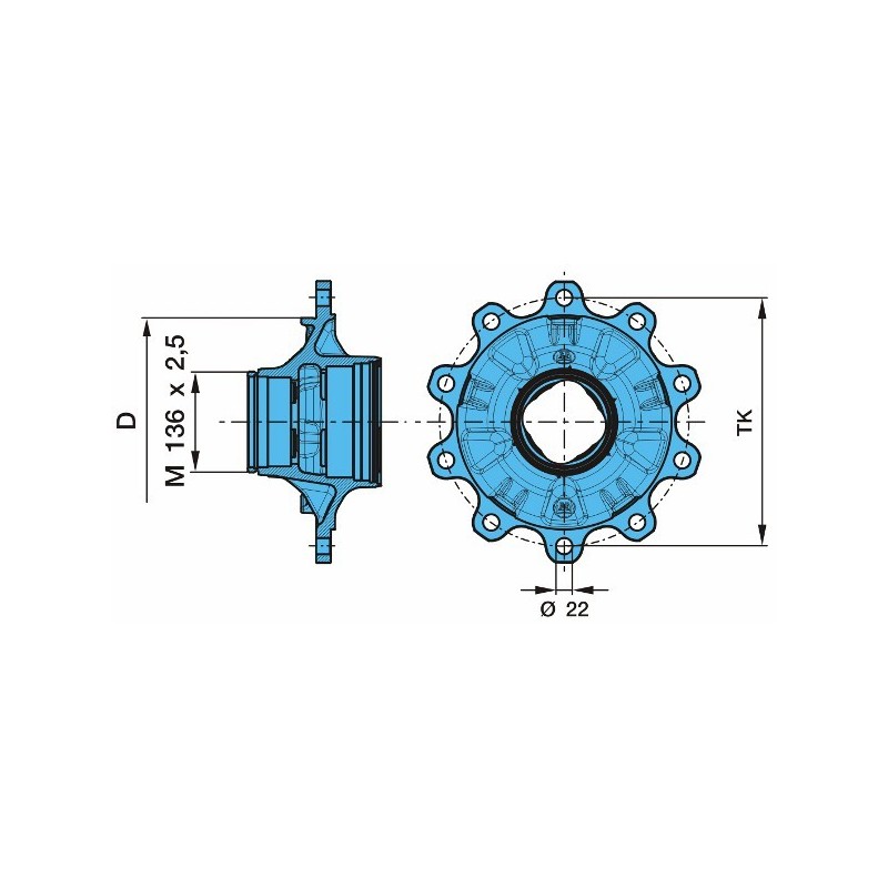 mozzo ruota assale bpw assale eco plus 8-9 ton serie hs hz skh sh s...
