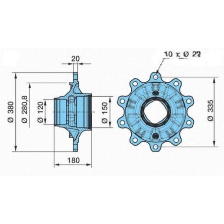 mozzo ruota assale bpw assale eco plus 6,5-8-9 ton serie hs hz skh sh skhb shb shsll kh sms smb:ll con cuscinetti e calotta oe q