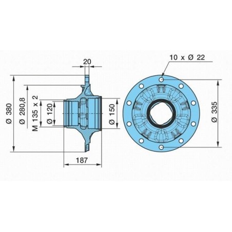 mozzo ruota nudo assale bpw assale eco plus 3 6,5-8-9 ton serie hs hz skh sh kh