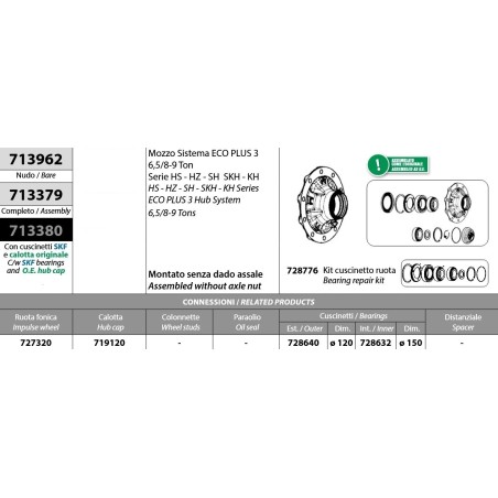 mozzo ruota completo assale bpw assale eco plus 3 6,5-8-9 ton serie hs hz skh sh kh con cuscinetti e calotta oe quality