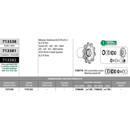mozzo ruota completo assale bpw assale eco plus 3 6,5-9 ton serie hs hz skh sh