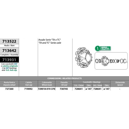 mozzo ruota completo assale meritor r.o.r. serie ta tc