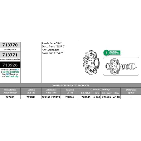 mozzo ruota nudo assale meritor r.o.r. serie lm impianto frenante elsa 2