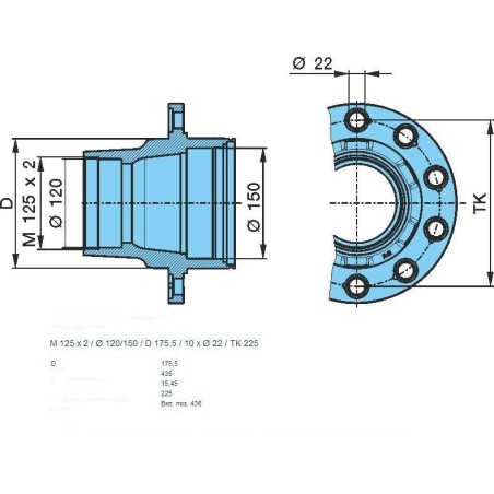 mozzo ruota nudo assale bpw sistema convenzionale 10-12 ton serie k calotta m125x2 10 fori