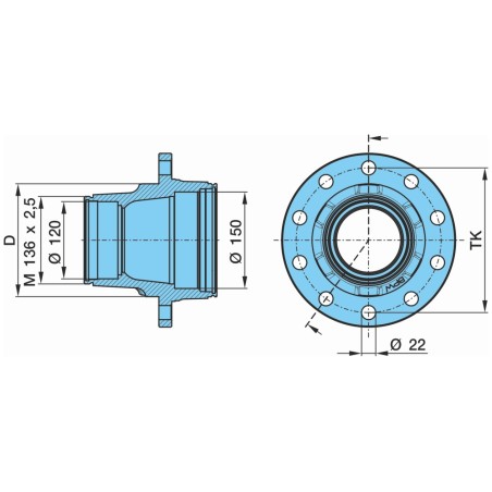 mozzo ruota completo assale bpw sistema eco plus 10-12 ton serie k