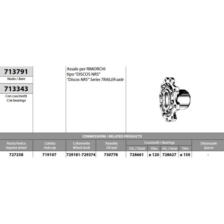 mozzo ruota completo rimorchio assale mercedes tipo discos nr5