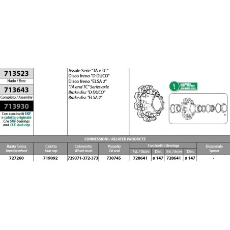 mozzo ruota completo assale meritor r.o.r. serie ta tc impianto frenante d duco elsa 2