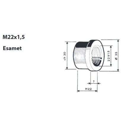 dado per colonnetta mozzo m22x1,5 h. 22 ch.30 iveco man mercedes bpw confezione 10 pezzi