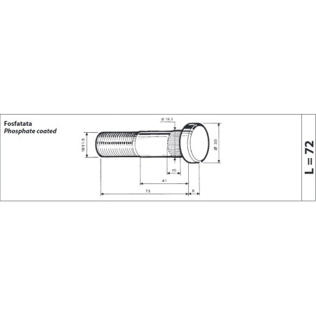 colonnetta ruote posteriori lunghezza 80 m18x1,5 iveco om40 50nc 55nc confezione 10 pezzi