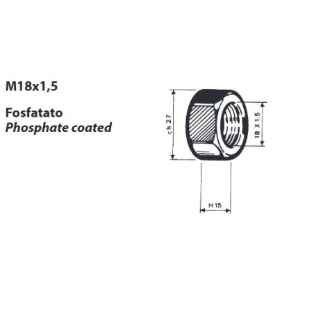 dado per colonnetta mozzo m18x1,5 h. 15 ch.27 iveco confezione 10 pezzi