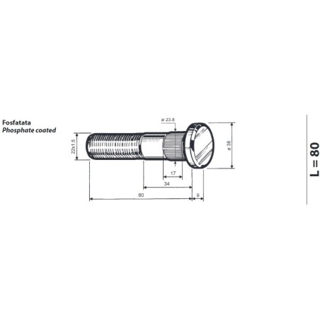 colonnetta ruota m22x1,5 lunghezza 89 assale meritor ror confezione 10 pezzi