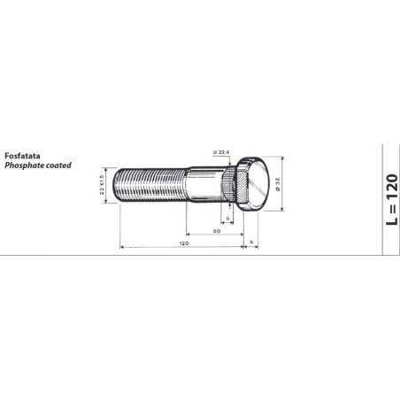 colonnetta ruota posteriore m22x1,5 lunghezza 129 iveco eurocargo tech star confezione 10 pezzi