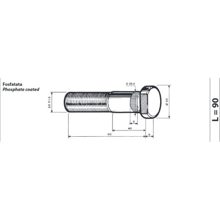 colonnetta ruota posteriore m20x1,5 lunghezza 98 iveco eurocargo e tector confezione 10 pezzi