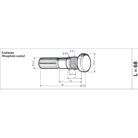 colonnetta ruota posteriore m18x1,5 lunghezza 75 iveco new daily confezione 10 pezzi