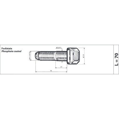 colonnetta ruota anteriore 7/8 lunghezza 70 scania 2 serie confezione 10 pezzi