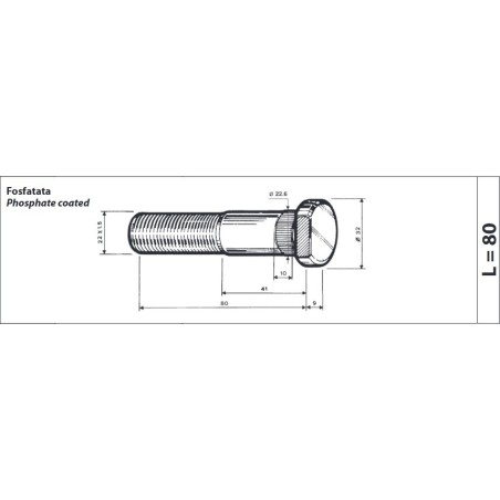 colonnetta ruota anteriore m22x1,5 lunghezza 89 iveco 330.26-30-35 2 serie confezione 10 pezzi