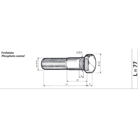 colonnetta ruota posteriore m22x1,5 lunghezza 86 iveco gamma euro stralis confezione 10 pezzi