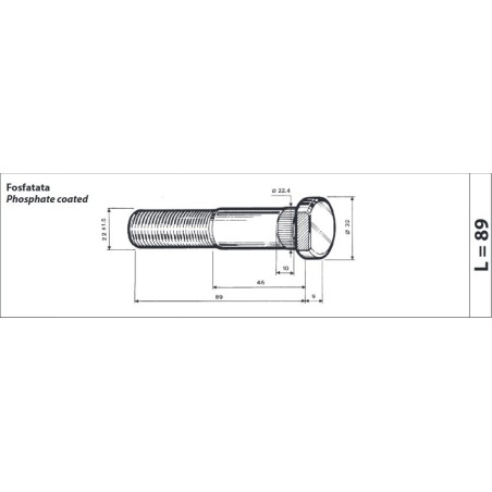 colonnetta ruota posteriore m22x1,5 lunghezza 98 iveco eurocargo 1 serie confezione 10 pezzi