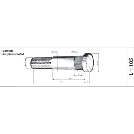 colonnetta ruota posteriore 7/8 lunghezza 115 volvo f16 con riduttore confezione 10 pezzi