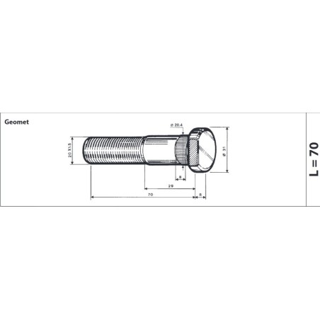 colonnetta ruota anteriore m20x1,5 lunghezza 78 iveco eurocargo e tector confezione 10 pezzi