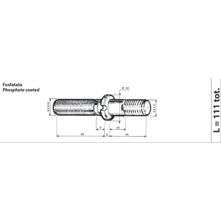 colonnetta ruota m22x1,5 - m22x2 lunghezza 111 bpw confezione 10 pezzi