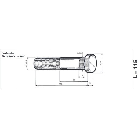 colonnetta ruota posteriore m22x1,5 lunghezza 124 iveco trakker cursor confezione 10 pezzi