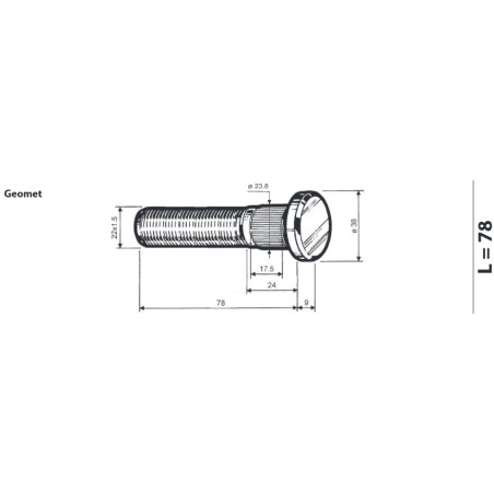 colonnetta ruota m22x1,5 lunghezza 87 assale meritor r.o.r. confezione 10 pezzi