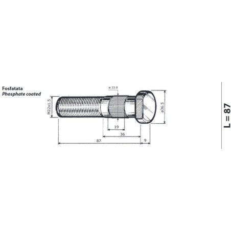 colonnetta ruota m22x1,5 lunghezza 96 assale meritor ror confezione 10 pezzi