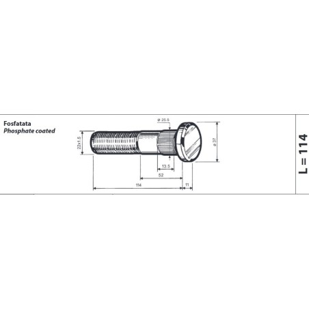 colonnetta ruota posteriore m22x1,5 lunghezza 125 renault premium volvo fh confezione 10 pezzi