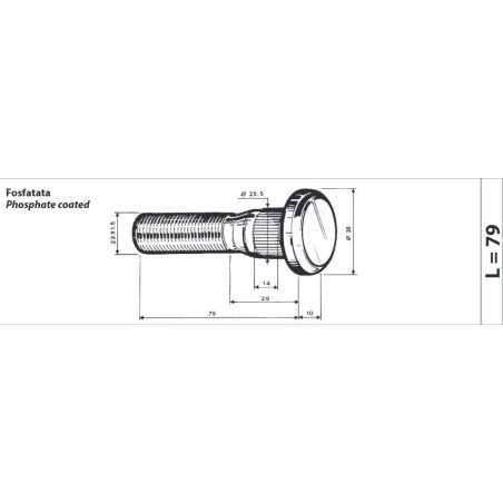 colonnetta ruota anteriore m22x1,5 lunghezza 89 renault volvo confezione 10 pezzi