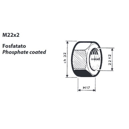 dado colonnetta ruota m22x2 chiave 32 assale bpw confezione 10 pezzi