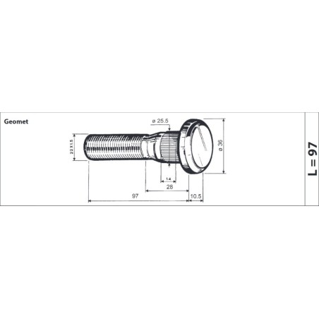 colonnetta ruota posteriore m22x1,5 lunghezza 107,5 renault volvo confezione 10 pezzi