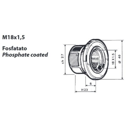 dado colonnetta con rondella m18x1,5 h23 ch27 daf man confezione 10 pezzi