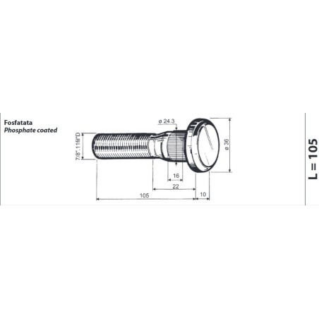 colonnetta ruota posteriore 7/8 lunghezza 115 scania 4 serie confezione 10 pezzi